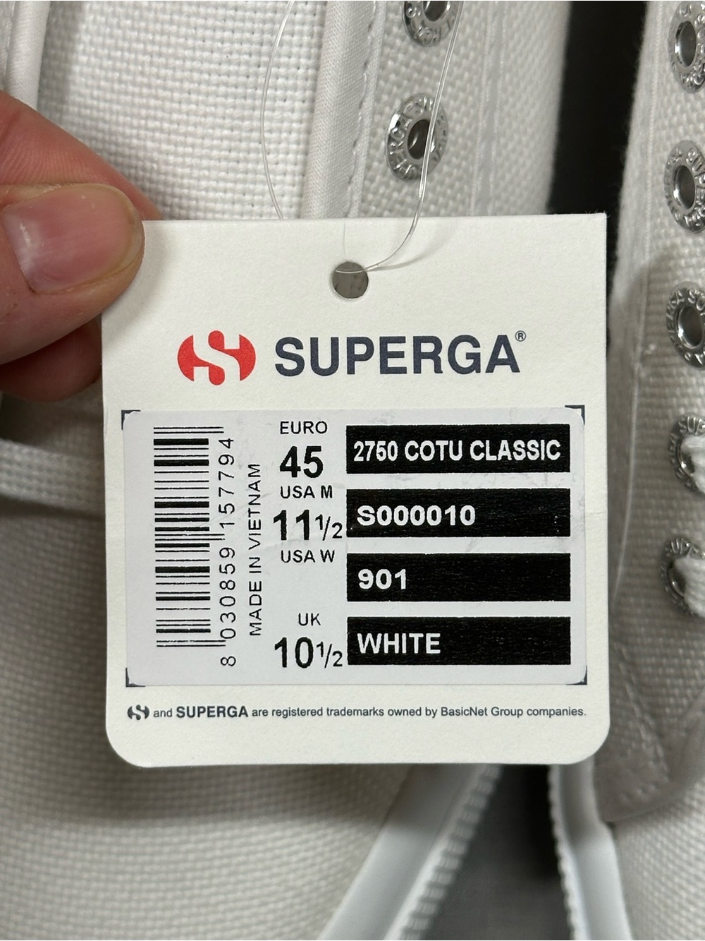 NWT Superga 2750 Cotu Classic Sneakers, White - USA Mens 11.5 - Picture 3 of 14